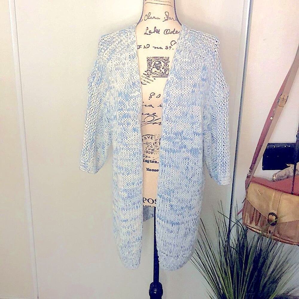 Gap Blue & White Oversized Knit Cardigan size Small - Picture 3 of 8